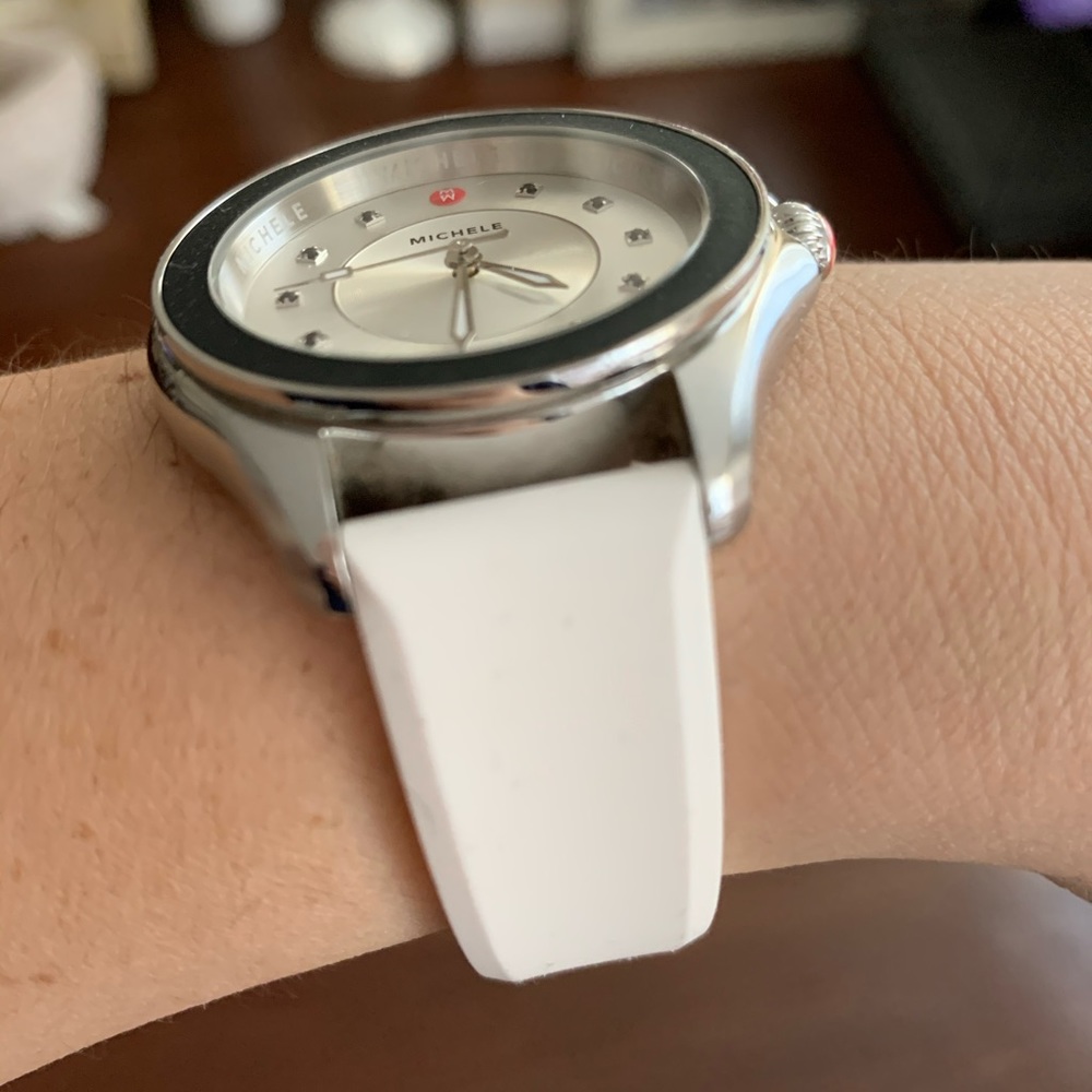 Michele Cape Topaz Dial Silicone Strap Watch, 40mm - Picture 2 of 6